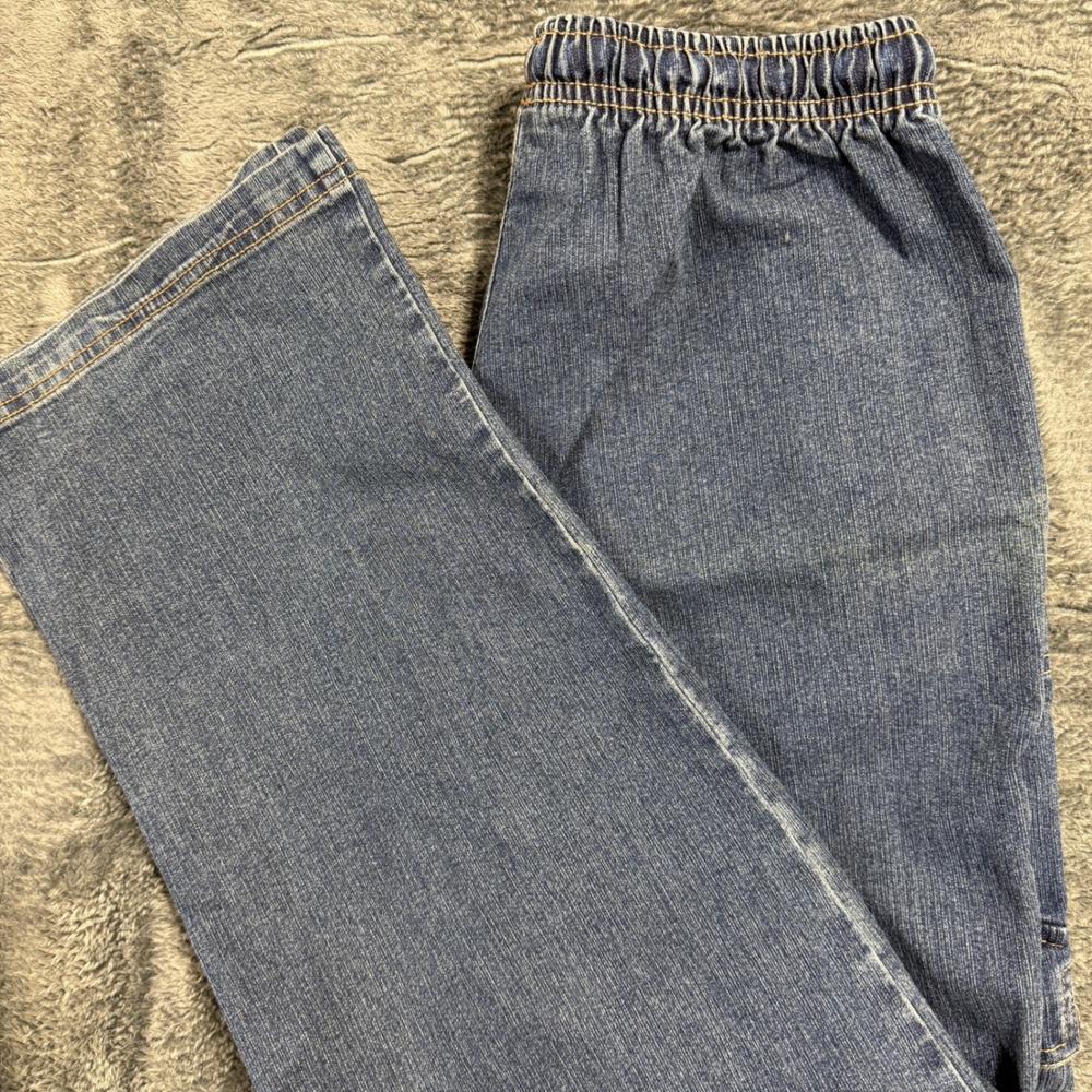 Erika Cargo‎ Denim Pants Womens Small Blue Elastic Waist Straight Leg Stretch